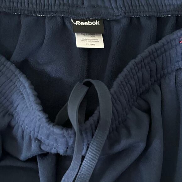 Reebok Sweat Pants Fleece Lined Drawstring Waist Navy Men's 2XL SHORT HEMMED - Picture 2 of 11